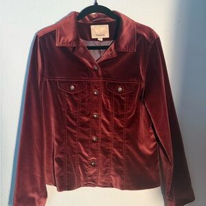 Faconnable Velvet Jean Jacket in Burgundy